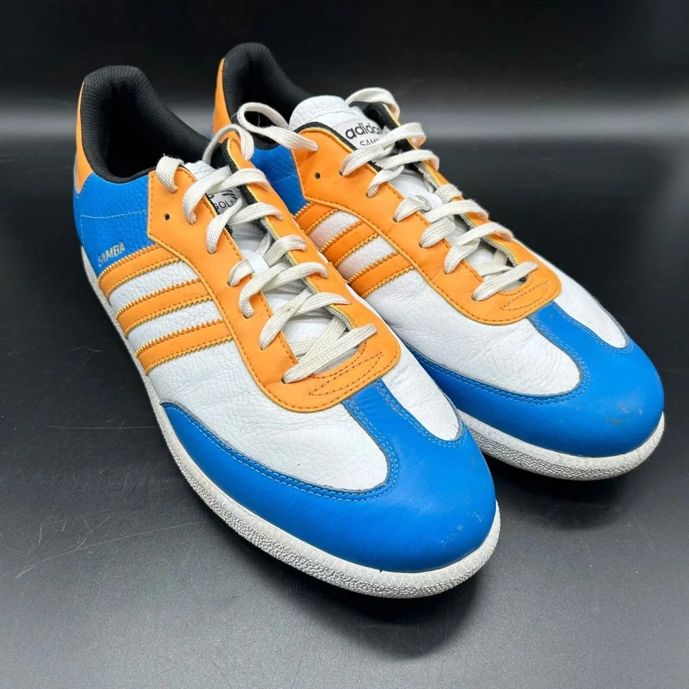 Adidas Samba Golf 671603 Limited Edition Blue Orange White Men 12 See Descriptio